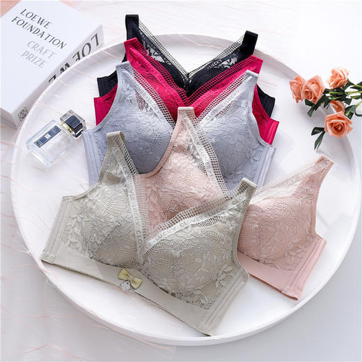【收副乳聚拢文胸罩】厚薄款聚拢调整型文胸性感收副乳蕾丝胸罩无钢圈四排扣 商品图3
