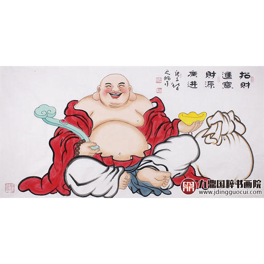 高云鹏《招财进宝财源广进》68*138cm 人物横幅作品 茶室/客厅挂画 商品图1