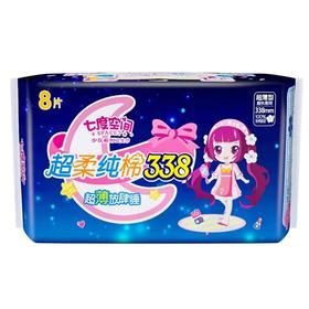 七度空间少女系列超长夜用纯棉卫生巾  8片/包