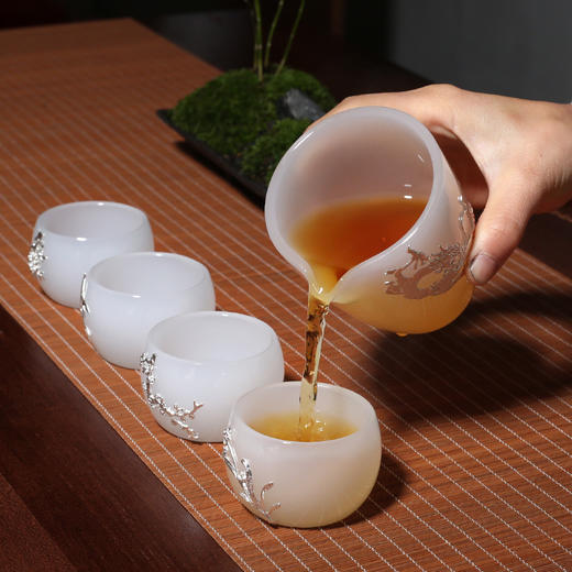 玉瓷镶银龙公道杯 家用分茶器茶道配件茶海 商品图3