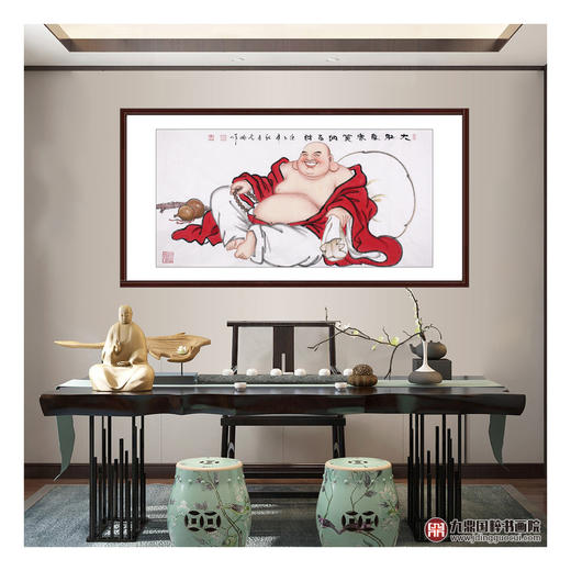 高云鹏《大肚能容笑纳百财》68*138cm 人物横幅作品 茶室/客厅挂画 商品图2