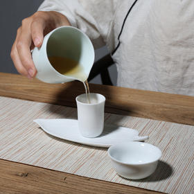 茶具套装-德化白瓷品茗杯闻香杯杯垫组合套装 茶艺表演留香杯套组