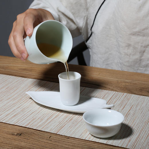 茶具套装-德化白瓷品茗杯闻香杯杯垫组合套装 茶艺表演留香杯套组 商品图0