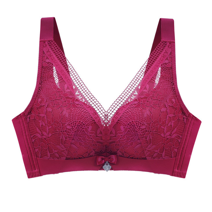 收副乳聚拢文胸罩厚薄款聚拢调整型文胸性感收副乳蕾丝胸罩无钢圈四