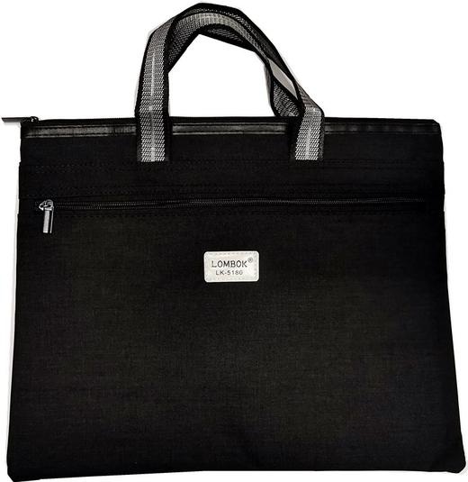 手提文件袋双层帆布袋男女士商务资料袋会议包公文包LOMBOK  LK-5180 黑色 商品图1