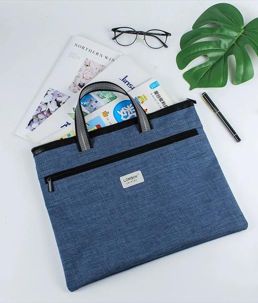 手提文件袋双层帆布袋男女士商务资料袋会议包公文包LOMBOK  LK-5180 黑色 商品图11