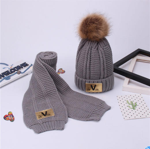 【潮童】儿童毛线帽子围巾两件套装加绒宝宝秋冬季男童潮男孩大童韩版冬天 商品图7