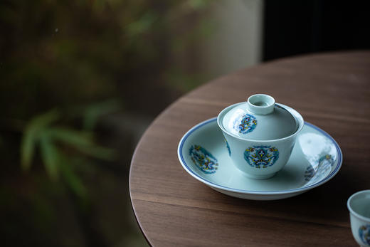 【秘影山房】【忍冬灵芝纹】【3#盖碗套系】1盖碗140ml  3杯40ml  1壶