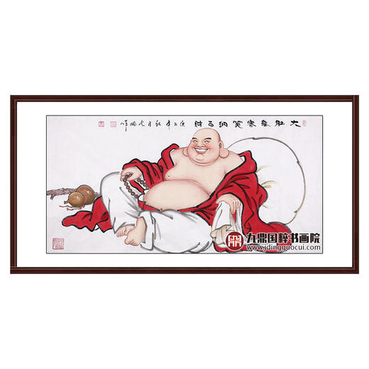 高云鹏《大肚能容笑纳百财》68*138cm 人物横幅作品 茶室/客厅挂画 商品图0