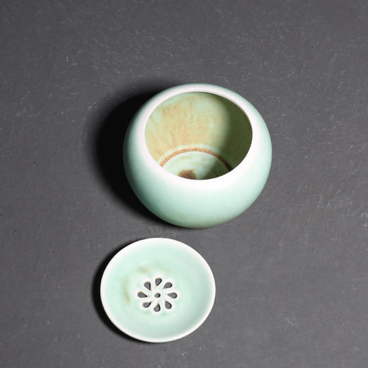 窑变绿釉陶瓷茶渣罐小建水功夫茶道配件 商品图2