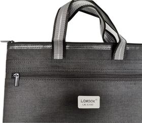 手提文件袋双层帆布袋男女士商务资料袋会议包公文包LOMBOK  LK-5180 黑色