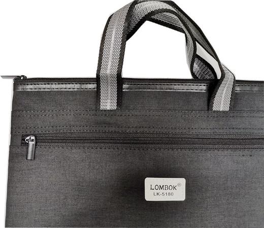 手提文件袋双层帆布袋男女士商务资料袋会议包公文包LOMBOK  LK-5180 黑色 商品图0