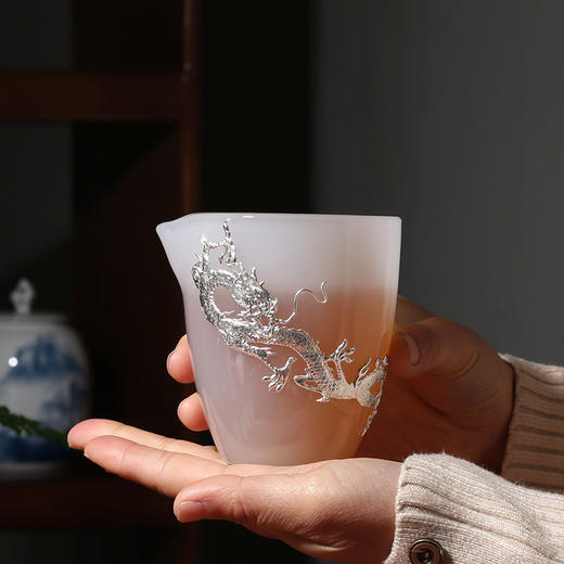玉瓷镶银龙公道杯 家用分茶器茶道配件茶海 商品图1
