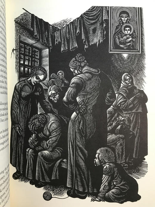 托尔斯泰《复活》 艾肯伯格木版画插图 漆布精装16开 商品图10