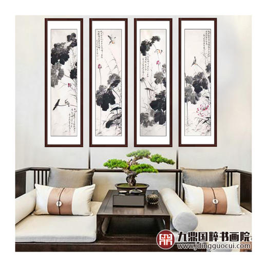 高云鹏《花鸟四条屏》34cm*138cm*4 花鸟四条屏作品 客厅/茶室挂画 商品图3