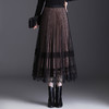 百褶显瘦，高腰金丝绒中长款网纱两面穿半身裙KFY-1882NW 商品缩略图0