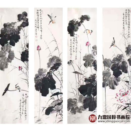 高云鹏《花鸟四条屏》34cm*138cm*4 花鸟四条屏作品 客厅/茶室挂画 商品图1