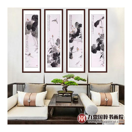 高云鹏《花鸟四条屏》34cm*138cm*4 花鸟四条屏作品 客厅/茶室挂画 商品图3