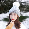 【韩版时尚百搭】冬季毛线帽子女ins钻石加厚护耳骑车防风保暖针织帽 商品缩略图5