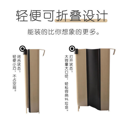 【热卖！居家必备】干湿分离 厨房折叠垃圾桶家用壁挂悬挂式车载纸篓客厅办公室厕所杂物收纳桶 商品图2