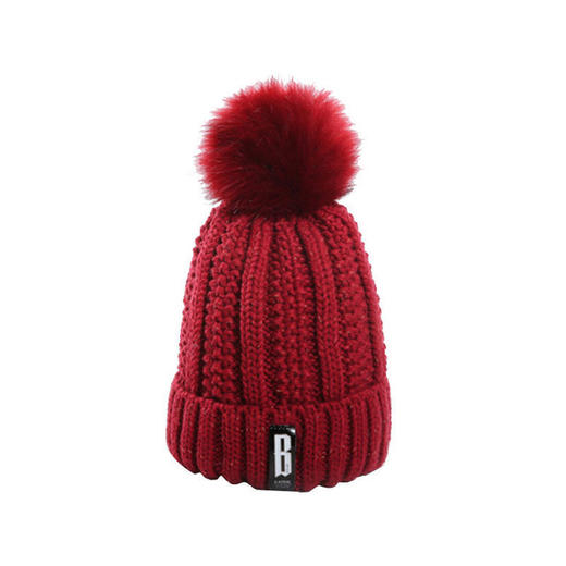 【韩版时尚毛球帽】冬季潮ins时尚百搭毛球帽加厚护耳骑车保暖针织帽 商品图3