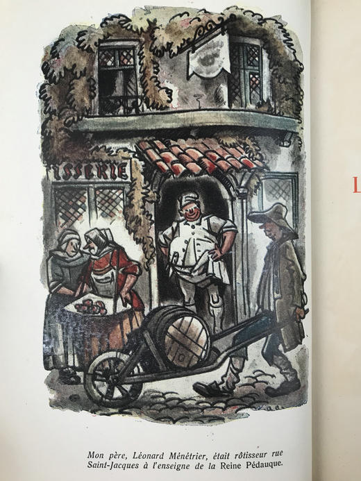 【法语】限量100册编号100！1921年 阿纳托尔·法朗士《鹅掌女王烤肉店》 7幅彩色插图 皮装大32开 商品图2