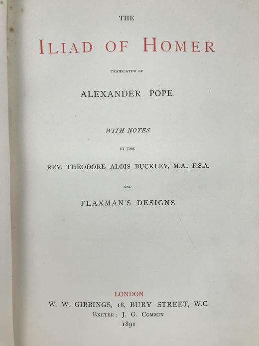 工坊特装本！1891年 荷马史诗《伊利亚特》 亚历山大·蒲柏译本 弗拉克斯曼70余幅版画插图 真皮精装大32开 商品图4