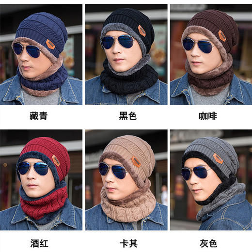 【情侣款韩版潮帽】毛线帽子男女款秋冬季加绒针织帽套头帽围脖套装护耳保暖帽男女通用 商品图4