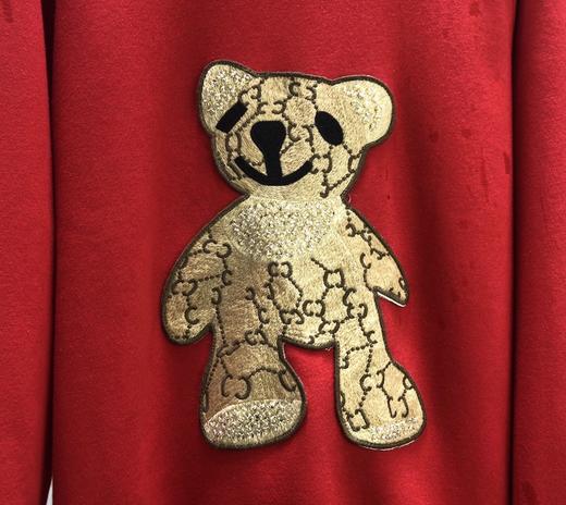 点此购买 gucci女款刺绣小熊加绒卫衣 爷167847