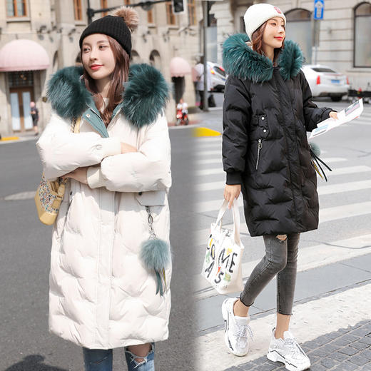 上海旗袍厂FF-169大码女装胖mm加肥加大貉子毛领加厚中长款羽绒服外套169 商品图0