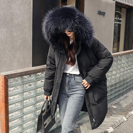 上海旗袍厂FF-181韩版大码女冬装胖mm加肥加大貉子毛领中长款羽绒服外套潮181 商品图5
