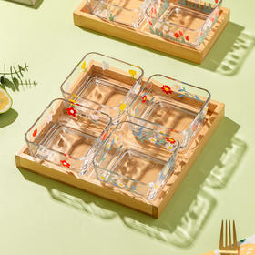 摩登主妇玻璃分格果盘家用小吃碟客厅零食干果盘水果点心盘糖果盘