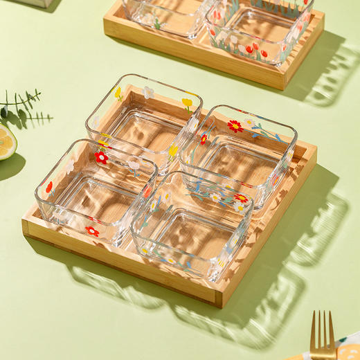 摩登主妇玻璃分格果盘家用小吃碟客厅零食干果盘水果点心盘糖果盘 商品图0