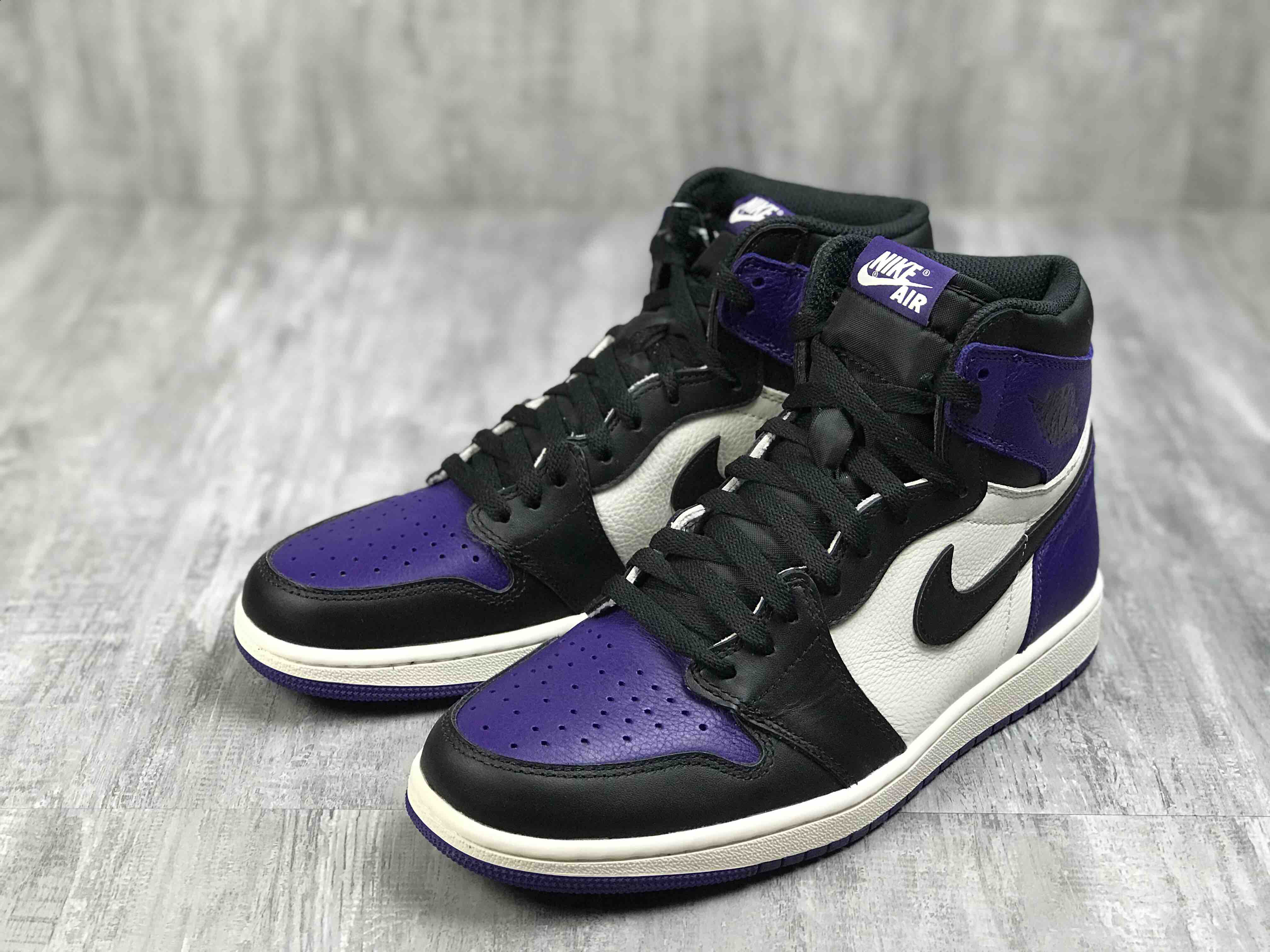 (年末特价)男女 aj1 retro high court purple黑紫脚趾篮球鞋