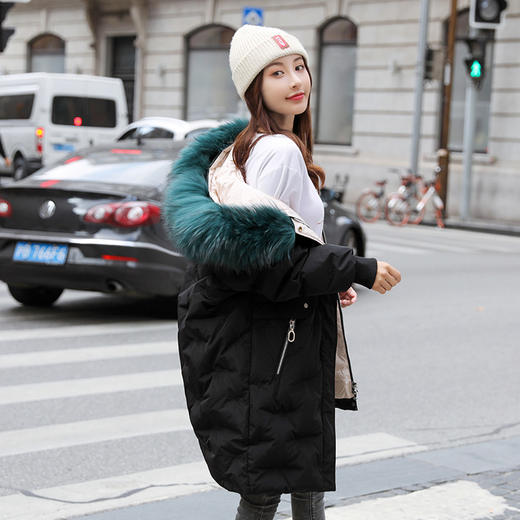 上海旗袍厂FF-169大码女装胖mm加肥加大貉子毛领加厚中长款羽绒服外套169 商品图5