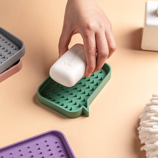 摩登主妇北欧硅胶肥皂盒沥水个性可爱卫生间小创意浴室家用香皂架 商品图1