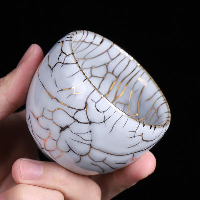 官窑金丝纯手工茶杯主人杯陶瓷大号个性功夫茶单杯茶盏单个品茗杯 商品图0