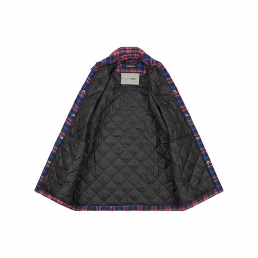balenciaga/巴黎世家 19fw 红蓝格子长袖棉服外套