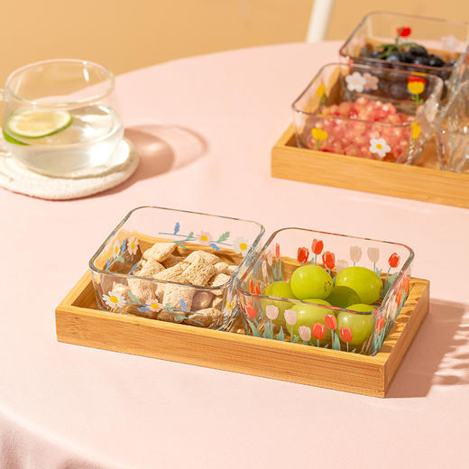 摩登主妇玻璃分格果盘家用小吃碟客厅零食干果盘水果点心盘糖果盘 商品图2