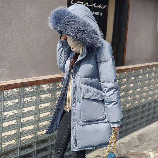 上海旗袍厂FF-181韩版大码女冬装胖mm加肥加大貉子毛领中长款羽绒服外套潮181 商品图6