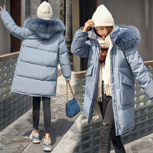 上海旗袍厂FF-181韩版大码女冬装胖mm加肥加大貉子毛领中长款羽绒服外套潮181 商品图1