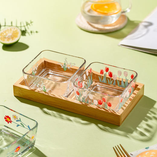 摩登主妇玻璃分格果盘家用小吃碟客厅零食干果盘水果点心盘糖果盘 商品图1