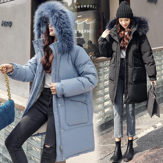 上海旗袍厂FF-181韩版大码女冬装胖mm加肥加大貉子毛领中长款羽绒服外套潮181 商品图0