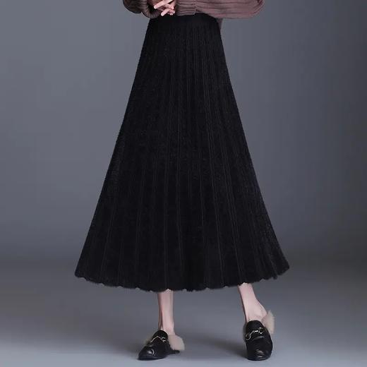 百褶裙加厚长裙，高腰中长款水貂绒针织裙 PXSJ16913 商品图2
