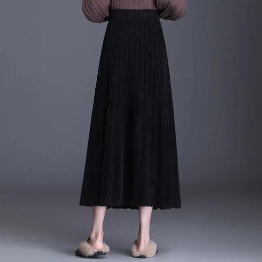 百褶裙加厚长裙，高腰中长款水貂绒针织裙 PXSJ16913 商品图1