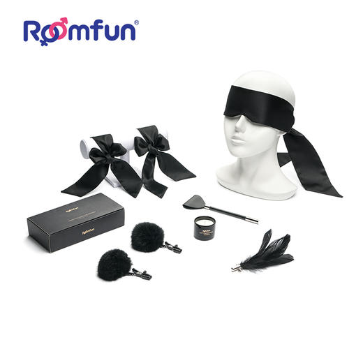 roomfun房趣S M调情套装莱茵 情趣挑爱逗羽毛SP小皮拍丝绸手铐眼罩低温蜡烛 商品图0