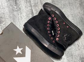 Converse All Star 匡威麂皮黑粉高帮