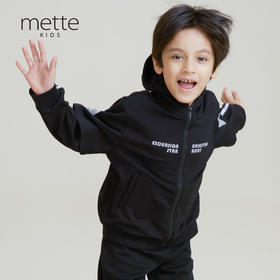 METTE童装男连帽外套2020秋时尚假两件中大童男宝字母印花风衣