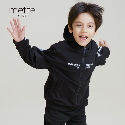 METTE童装男连帽外套2020秋时尚假两件中大童男宝字母印花风衣 商品图0