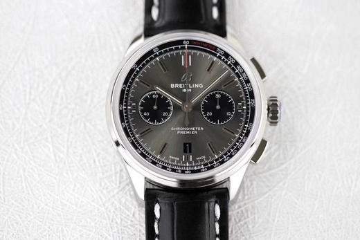 GF新品百年灵璞雅B01计时腕表Premier B01 Chronograph （吴彦祖同款）材质： 316L精钢直径： 42毫米厚度： 13.65毫米表镜： 锅盖弧面蓝宝石，双面防眩处理表底 商品图0